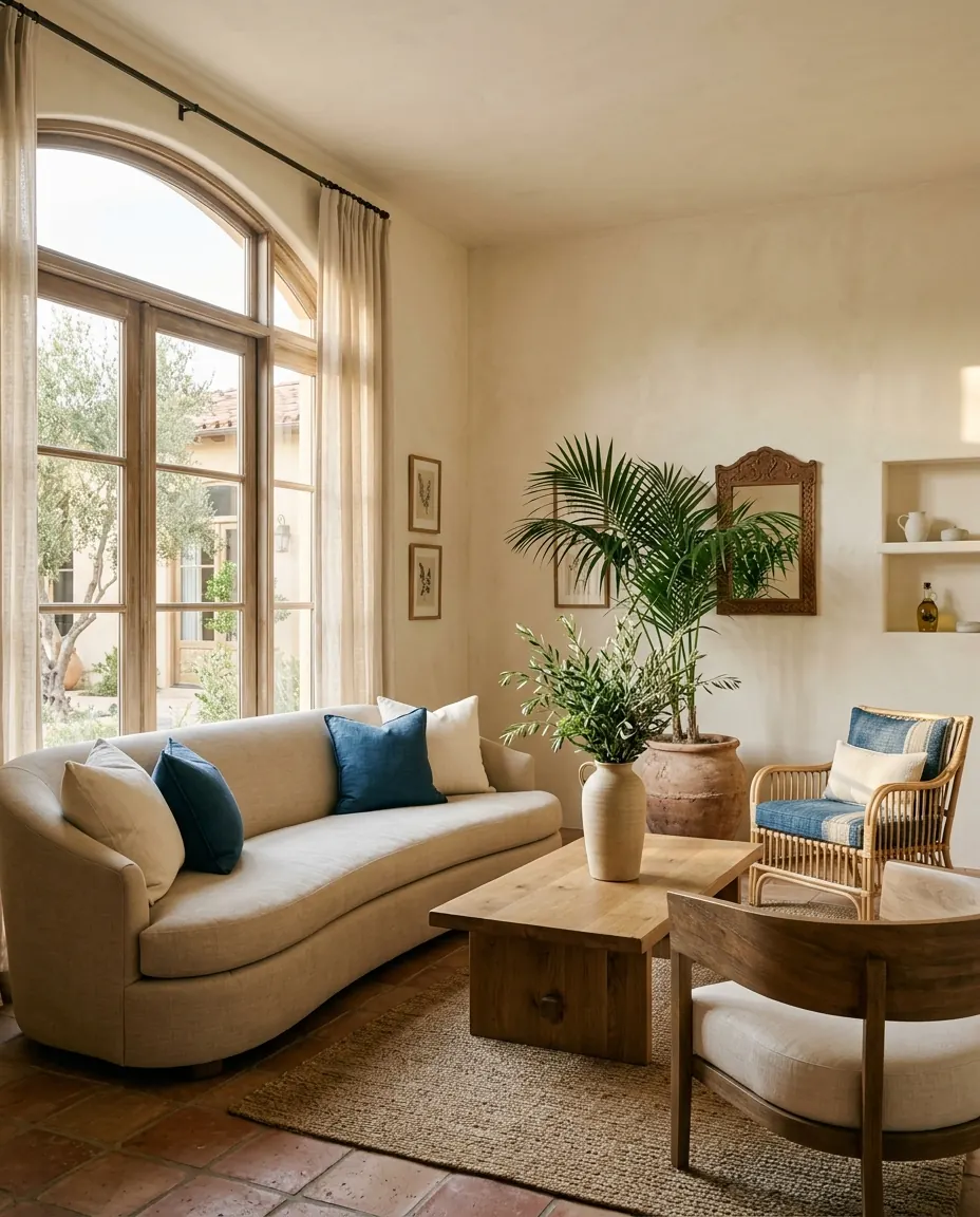 The Villa Dental waiting lounge with warm Mediterranean architecture